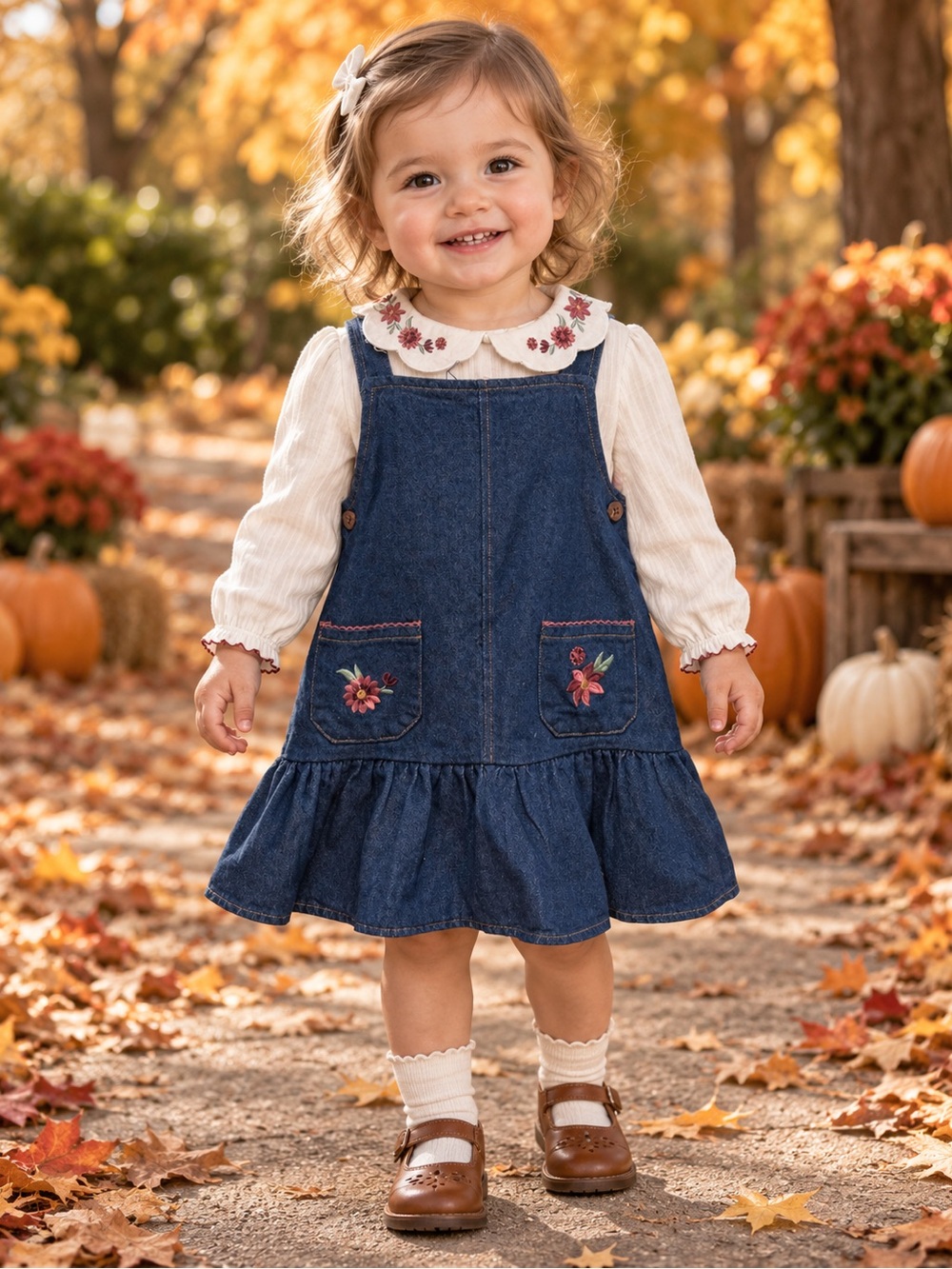 Cynthia Rowley Girls 18–24M Embroidered Denim Dress & Blouse Set NWT Cottage